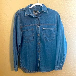 Ladies like new Medium Harley Davidson denim button up shirt